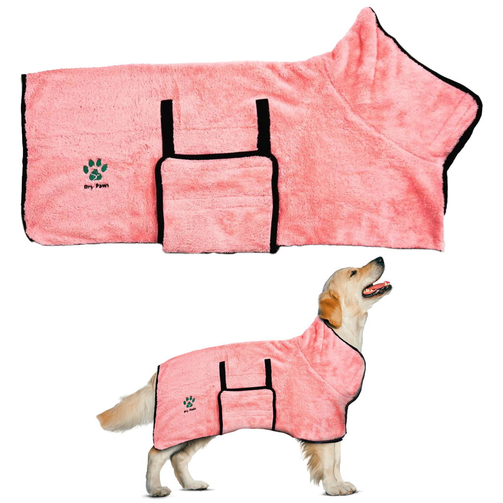 Super Absorbent Dog Bathrobe/Towel Peach (New Plush) - Dry Paws